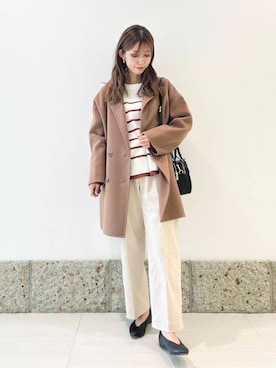 「URBAN RESEARCH DOORS（アーバンリサーチドアーズ）のウールリバーテーラードコート（その他アウター）」を使った、かなみさん（レディース・160cm）の秋コーディネート