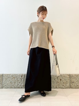 「URBAN RESEARCH DOORS（アーバンリサーチドアーズ）のリネンライクニットプルオーバー（ニット/セーター）」を使った、かなみさん（レディース・160cm）の秋コーディネート