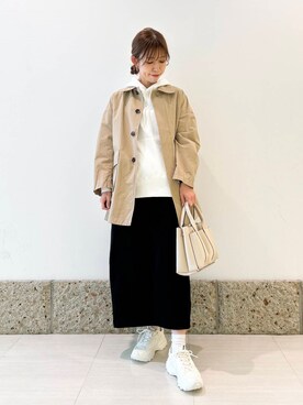 「骨格ナチュラル」｜「アイテム（ステンカラーコート）」を使った、かなみさん（レディース・160cm）の冬コーディネート