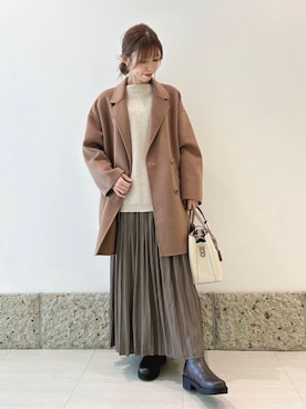 「URBAN RESEARCH DOORS（アーバンリサーチドアーズ）のウールリバーテーラードコート（その他アウター）」を使った、かなみさん（レディース・160cm）の冬コーディネート