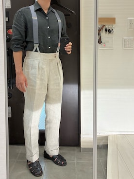「Paraboot（パラブーツ）の【 paraboot / パラブーツ 】PACIFIC パシフィック　GURKHA SANDALS　グルカサンダル（サンダル、ブラック系）」を使った、Chrisさん（メンズ・180cm）の夏コーディネート
