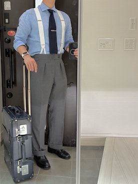 「アイテム（スーツケース/キャリーバッグ）」を使った、Chrisさん（メンズ・180cm）の夏コーディネート