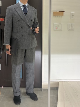 「アイテム（ネクタイピン）」を使った、Chrisさん（メンズ・180cm）の冬コーディネート