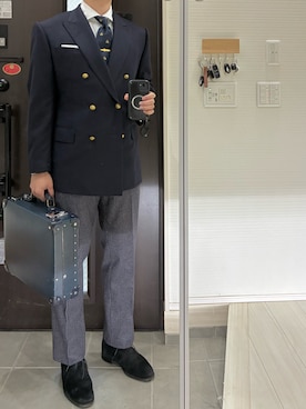 「アイテム（ビジネスバッグ）」を使った、Chrisさん（メンズ・180cm）の秋コーディネート
