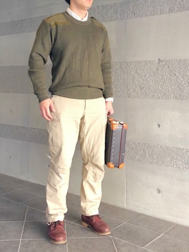 「Alpha Industries（アルファインダストリーズ）のアイテム（カーゴパンツ）」を使った、Chrisさん（メンズ・181cm）の冬コーディネート