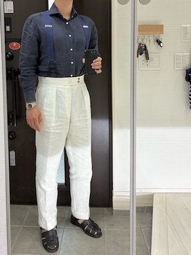 「Paraboot（パラブーツ）の【 paraboot / パラブーツ 】PACIFIC パシフィック　GURKHA SANDALS　グルカサンダル（サンダル、ブラック系）」を使った、Chrisさん（メンズ・180cm）の夏コーディネート