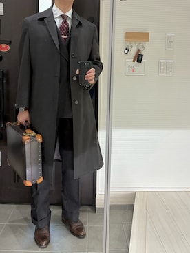 「CROCKETT&JONES（クロケットアンドジョーンズ）のCrockett&Jones / オックスフォード / BELGRAVE / Last 337 / C&J29427A-A02L3D（ドレスシューズ、ブラウン系）」を使った、Chrisさん（メンズ・180cm）の春コーディネート