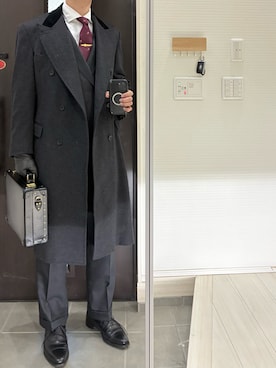 「アイテム（ビジネスシャツ）」を使った、Chrisさん（メンズ・180cm）の冬コーディネート