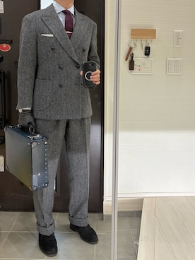 「アイテム（ビジネスバッグ）」を使った、Chrisさん（メンズ・180cm）の冬コーディネート