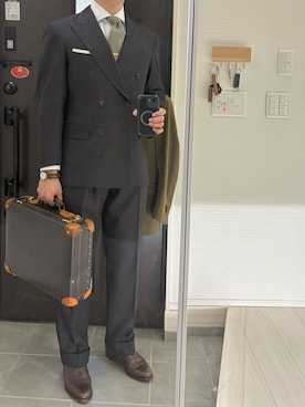 「スーツ」｜「アイテム（スラックス）」を使った、Chrisさん（メンズ・180cm）の冬コーディネート