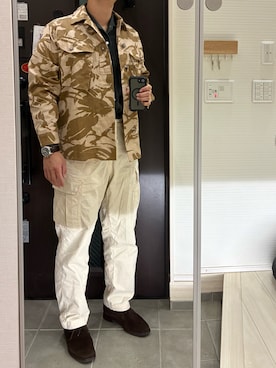 「CROCKETT&JONES（クロケットアンドジョーンズ）のCrockett&Jones / チャッカブーツ / CHERTSEY / Last 224 / C&J21645A-S02D2AB（ブーツ、ブラウン系）」を使った、Chrisさん（メンズ・180cm）の秋コーディネート