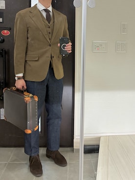 「アイテム（スーツセット）」を使った、Chrisさん（メンズ・180cm）の秋コーディネート