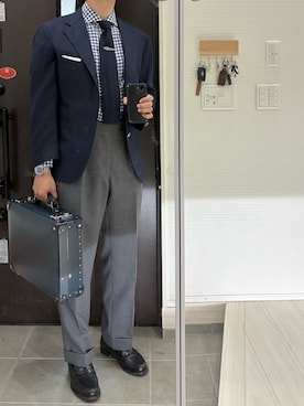 「CROCKETT&JONES（クロケットアンドジョーンズ）のCrockett&Jones / コインローファー / BOSTON 2 / Last 376 / C&J26224A-C01C1AB（ローファー、ブラック系）」を使った、Chrisさん（メンズ・180cm）の春コーディネート