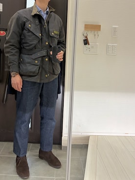 「Barbour（バブアー）のアイテム（ジャケット/アウター）」を使った、Chrisさん（メンズ・180cm）の春コーディネート