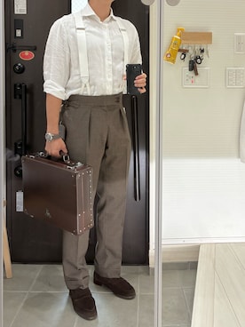 「CROCKETT&JONES（クロケットアンドジョーンズ）の＜CROCKETT&JONES＞ BOSTON2/ローファー（ローファー、ブラウン系）」を使った、Chrisさん（メンズ・180cm）の夏コーディネート