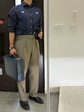 「アイテム（ビジネスバッグ）」を使った、Chrisさん（メンズ・180cm）の秋コーディネート