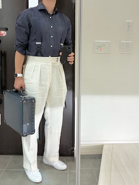 「リネンシャツ」｜Chrisさん（メンズ・181cm）の夏コーディネート