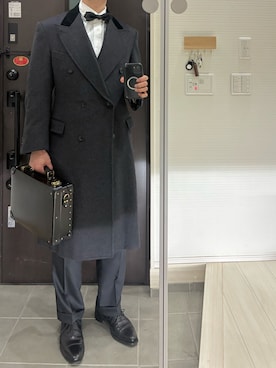 「アイテム（ビジネスシャツ）」を使った、Chrisさん（メンズ・180cm）の冬コーディネート