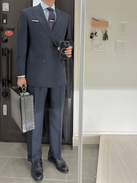 「アイテム（ビジネスバッグ）」を使った、Chrisさん（メンズ・180cm）の冬コーディネート