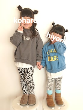 「apres les cours（アプレレクール）のアイテム（ブーツ）」を使った、kohahiyoさん（キッズ・100cm）の冬コーディネート