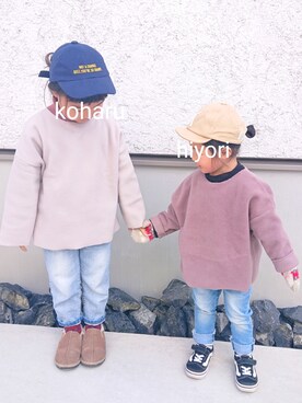 「apres les cours（アプレレクール）のアイテム（ブーツ）」を使った、kohahiyoさん（キッズ・100cm）の冬コーディネート