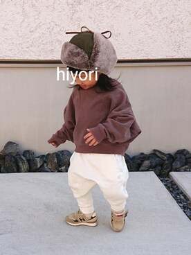 「スウエットパンツ」｜「アイテム（スウェット）」を使った、kohahiyoさん（キッズ・100cm）の冬コーディネート