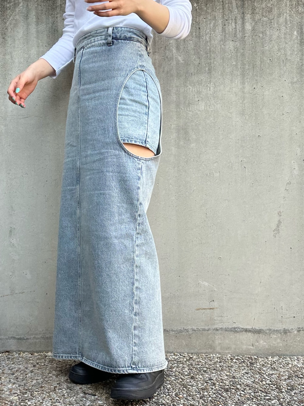 スカート CLANE CIRCLE CUT LAYERED DENIM SKIRT CLANE/クラネ】CIRCLE CUT LAYERED DENIM SKIRT/サークルカット