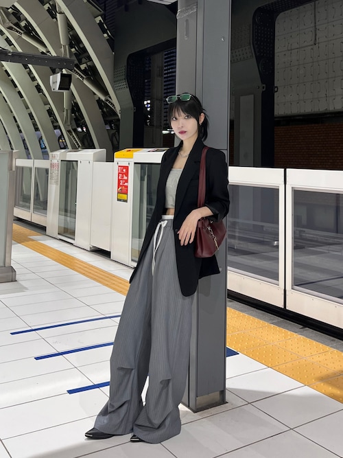 Sサイズ 〕 バックサテンジョーゼット クロップドワイドパンツ