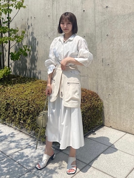 「アイテム（シャツワンピース）」を使った、rinaさん（レディース・158cm）の夏コーディネート