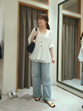 「PAPILLONNER（パピヨネ）のアイテム」を使った、みねさん（レディース・160cm）の夏コーディネート