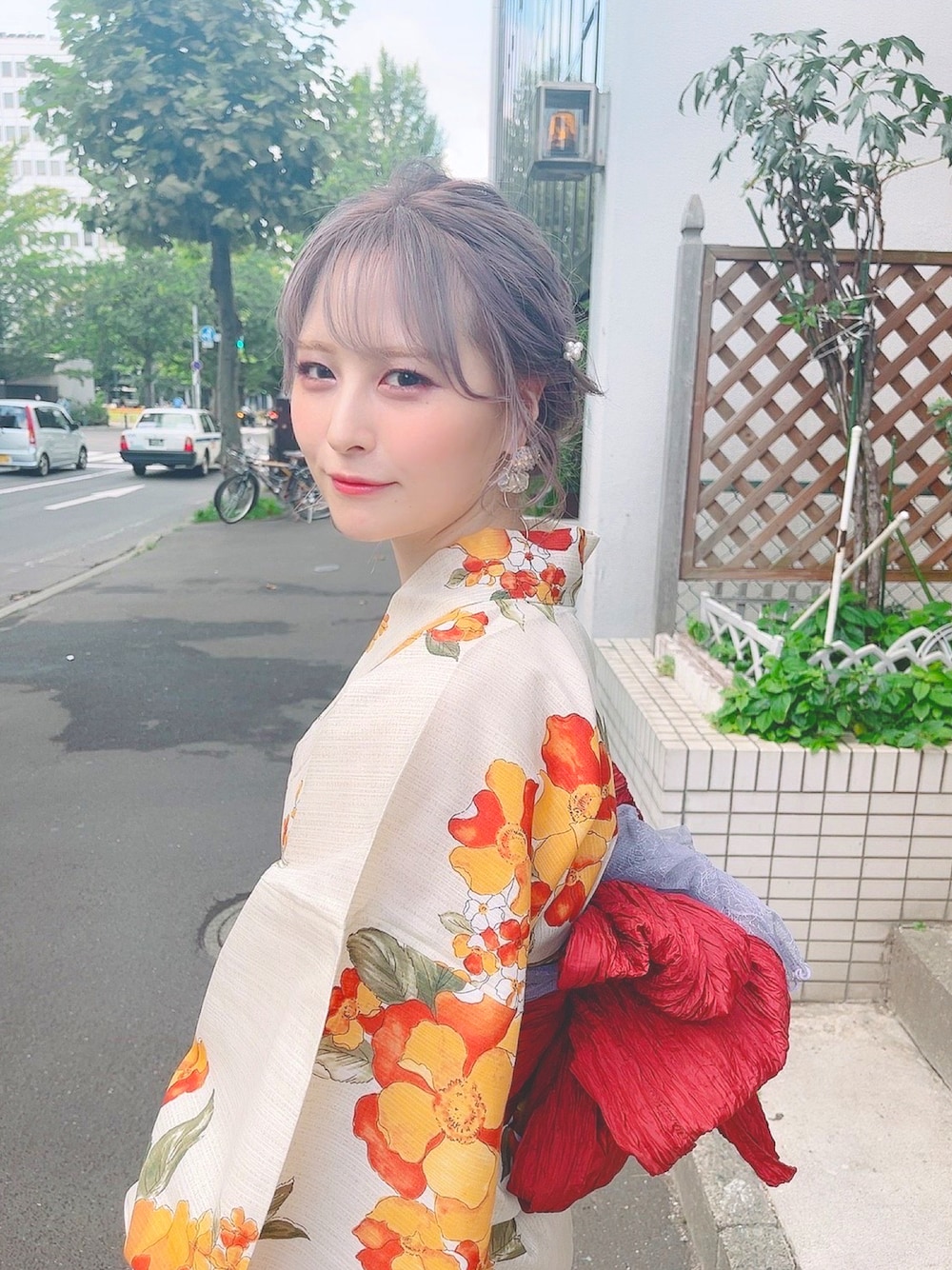 「花火大会、ビアガーデン、浴衣、夏コーデ、花火、夏休み、夏服、夏祭り、夏映え浴衣コーデ、大人の夏休み、ZOZOTOWN」｜「ゆかた館グレースのレース兵児帯（和装小物、パープル系）」を使った、かみゅさん（レディース・158cm）の冬コーディネートの1枚目の写真