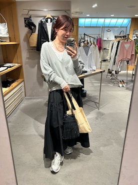 「SHENERY（シーナリー）のレースレイヤードカットソー（Tシャツ/カットソー、ホワイト系）」を使った、IGARASHI_166cmさん（レディース・166cm）の春コーディネート