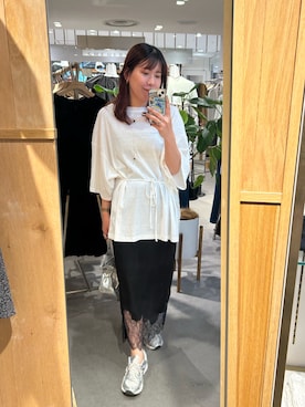 「SHENERY（シーナリー）のスラブコットンBIGTee（Tシャツ/カットソー、ホワイト系）」を使った、IGARASHI_166cmさん（レディース・166cm）の春コーディネート