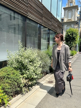 「アイテム（ジャケット/アウター、ブラック系）」を使った、IGARASHI_166cmさん（レディース・166cm）の夏コーディネート