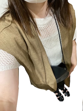 「ラウンドバッグ」｜「アイテム（ジャケット/アウター）」を使った、まあぽぽさん（レディース・157cm）の夏コーディネート
