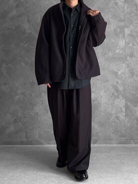 「セットアップ風」｜「アイテム（ブルゾン）」を使った、つね。さん（メンズ・174cm）の秋コーディネート