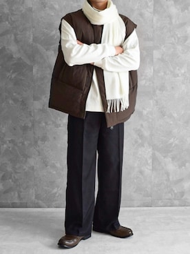 「CREARE -LINO-（クレアーレリノ）のアイテム（ダウンベスト）」を使った、つね。さん（メンズ・174cm）の冬コーディネート