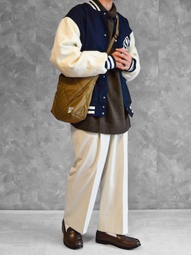 「大学生」｜「アイテム（スタジャン）」を使った、つね。さん（メンズ・174cm）の冬コーディネート