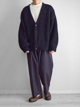 「Ellno Loset（エルノロゼット）のアイテム（カーディガン/ボレロ）」を使った、つね。さん（メンズ・174cm）の冬コーディネート