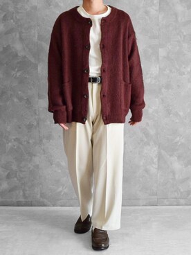 「レッドコーデ」｜つね。さん（メンズ・174cm）の冬コーディネート