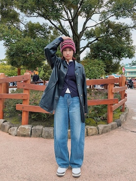 「アイテム（ニットキャップ/ビーニー）」を使った、ターナーさん（レディース・161cm）の秋コーディネート