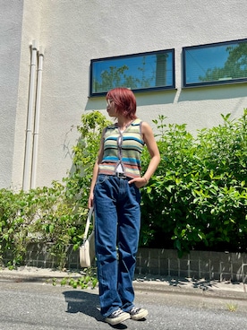 「ノースリーブニット」｜ターナーさん（レディース・161cm）の夏コーディネート