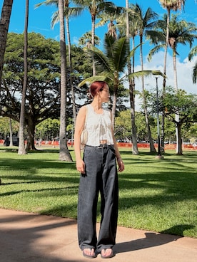 「アイテム（ベルト）」を使った、ターナーさん（レディース・161cm）の秋コーディネート