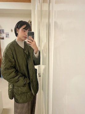 「Ray BEAMS（レイビームス）のアイテム（ノーカラーコート）」を使った、aoiさん（レディース・168cm）の冬コーディネート