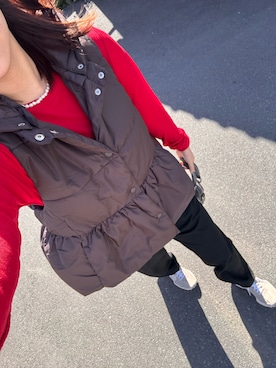「アイテム（ダウンベスト）」を使った、38さん（レディース・156cm）の秋コーディネート