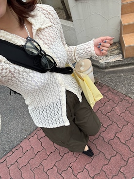 「アイテム（メガネ）」を使った、38さん（レディース・156cm）の秋コーディネート