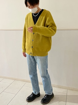 「Adoon plain（アドーンプレーン）のアイテム（カーディガン/ボレロ）」を使った、りょうさん（メンズ・175cm）の冬コーディネート