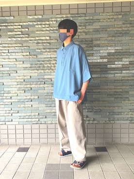 「EDWIN（エドウィン）のアイテム（サンダル）」を使った、Takuさん（メンズ・160cm）の夏コーディネート