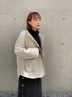 「crie conforto（クリーコンフォルト）のアイテム（ジャケット/アウター）」を使った、mioさん（レディース・155cm）の冬コーディネート