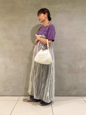 「LOWELL things（ロウェル　シングス）のアイテム（ショルダーバッグ）」を使った、AOKIさん（レディース・158cm）の夏コーディネート